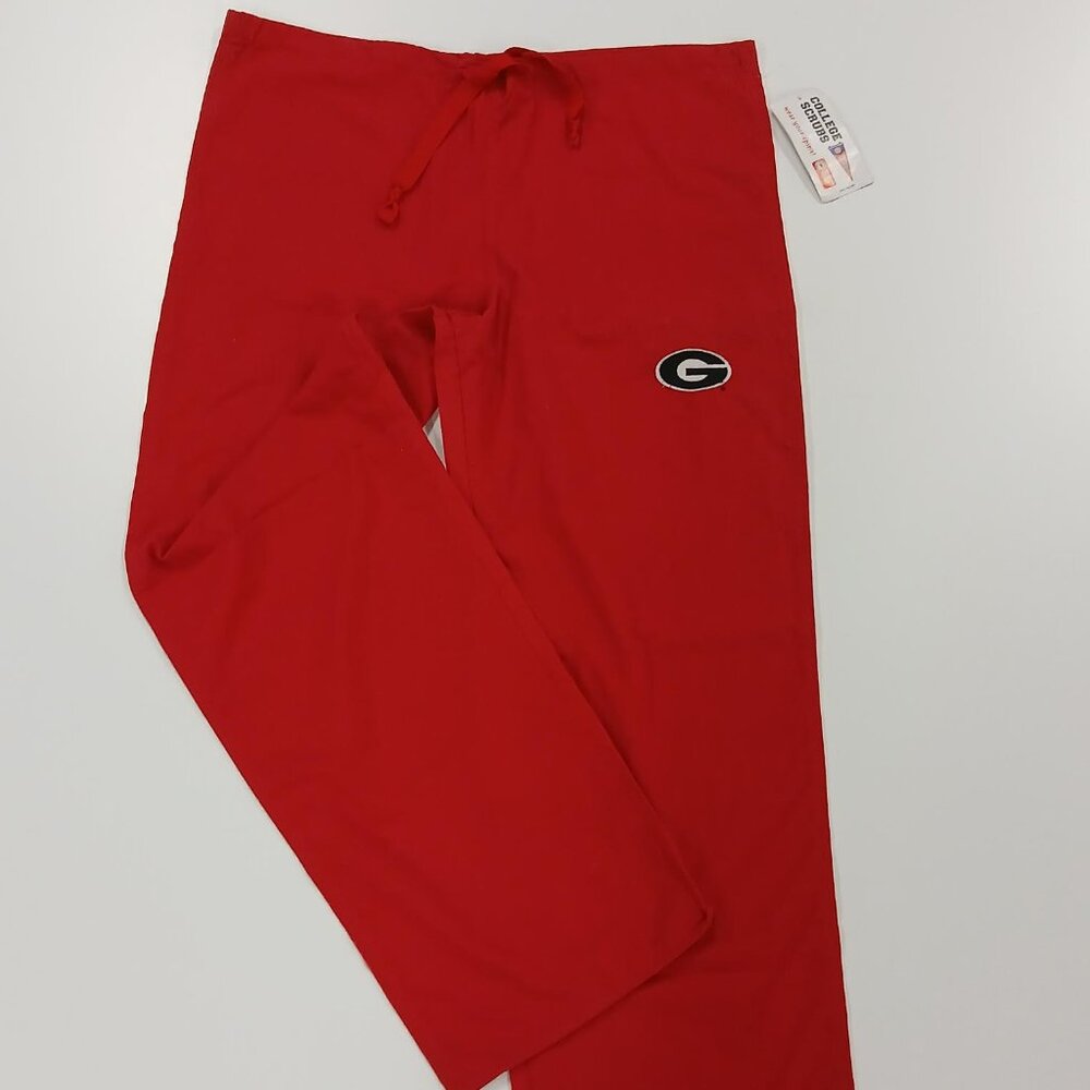 Georgia Bulldogs Sz S Red Embroidered "G" Logo Nurse Scrub Cargo Pant Drawstring